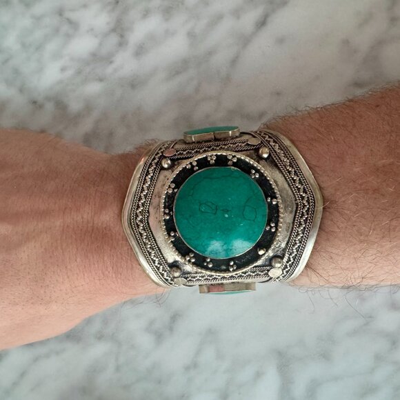 Silver Cuff Bracelets with Turquoise - Picture 6 of 6